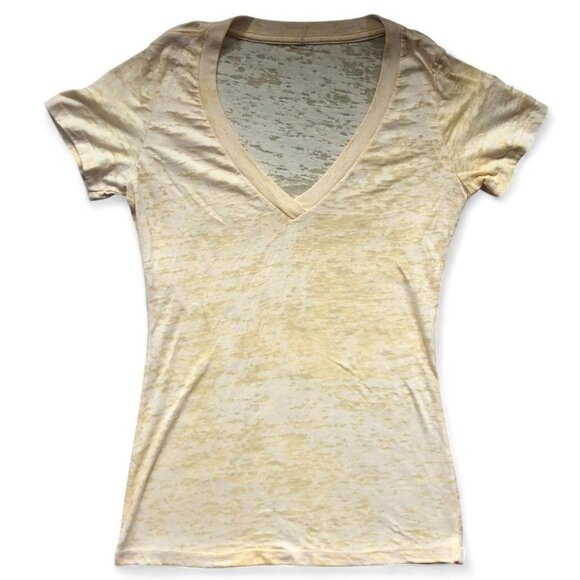 Sheer Butter Yellow Burnout Tee - Picture 2 of 5